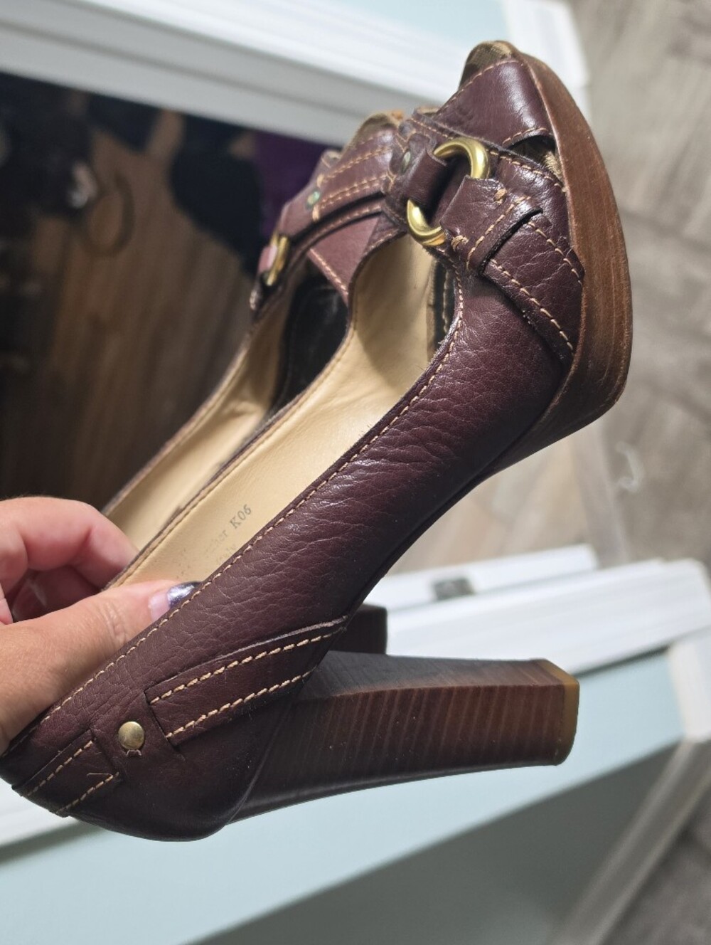 Coach Signature Jacquard Peep-Toe Heels